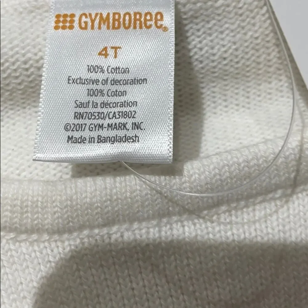 Gymboree 4 cream gold bow sequin sweater NWT preppy cotton ruffled shoulder